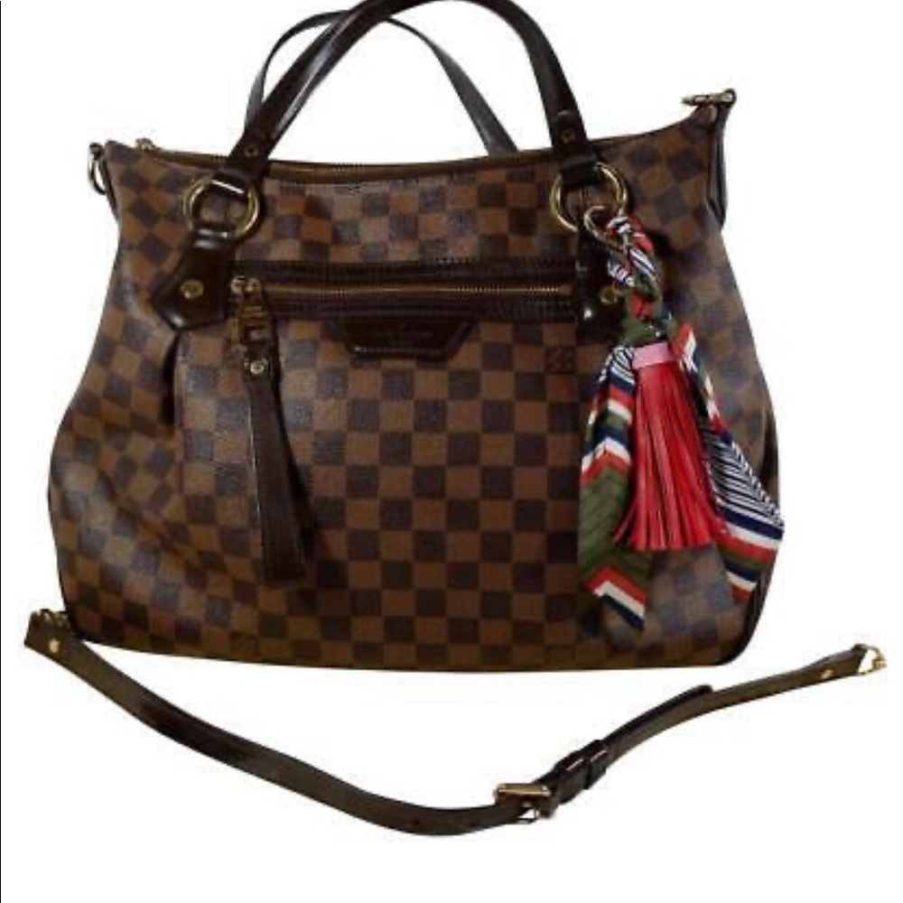 LV Evora Mm Damier Ebene Brown Canvas Satchel